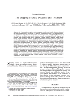 The Snapping Scapula: Diagnosis and Treatment Current Concepts
