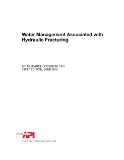 Water Management Associated with Hydraulic Fracturing  API GUIDANCE DOCUMENT HF2