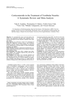 Corticosteroids in the Treatment of Vestibular Neuritis: