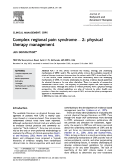 F2: physical Complex regional pain syndrome therapy management Jan Dommerholt*