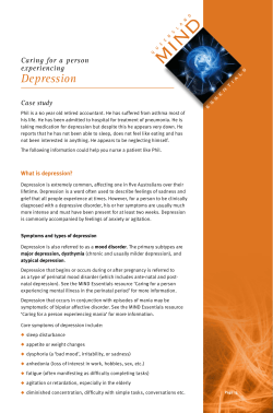 Depression Caring for a person experiencing Case study