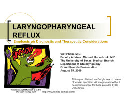 LARYNGOPHARYNGEAL REFLUX Emphasis on Diagnostic and Therapeutic Considerations
