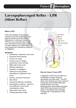 Laryngopharyngeal Reflux – LPR (Silent Reflux)