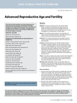 Advanced Reproductive Age and Fertility SOGC CLINICAL PRACTICE GUIDELINE Abstract