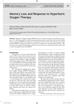 Memory Loss and Response to Hyperbaric Oxygen Therapy JOM Case from the Center