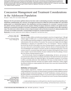 Concussion Management and Treatment Considerations in the Adolescent Population