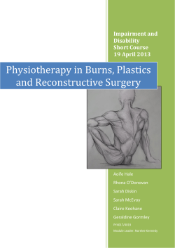 Physiotherapy in Burns, Plastics and Reconstructive Surgery Impairment and Disability