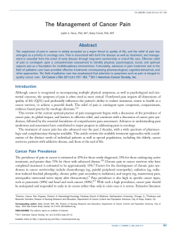 The Management of Cancer Pain Abstract
