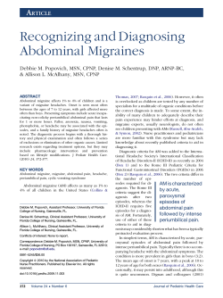 Recognizing and Diagnosing Abdominal Migraines A RTICLE