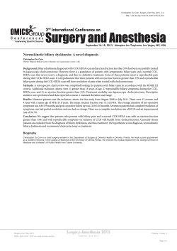 Surgery and Anesthesia 2 International Conference on Normokinetic biliary dyskinesia: A novel diagnosis