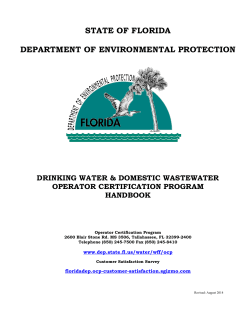 STATE OF FLORIDA DEPARTMENT OF ENVIRONMENTAL PROTECTION  DRINKING WATER &amp; DOMESTIC WASTEWATER