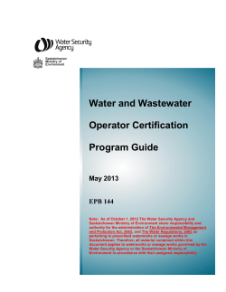 Water and Wastewater  Operator Certification Program Guide