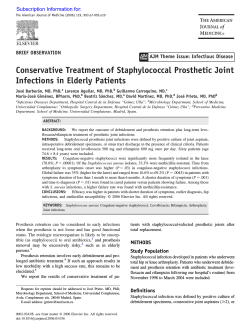 Conservative Treatment of Staphylococcal Prosthetic Joint Infections in Elderly Patients BRIEF OBSERVATION