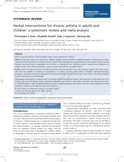 Herbal interventions for chronic asthma in adults and SYSTEMATIC REVIEW