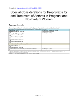 Special Considerations for Prophylaxis for Postpartum Women Technical Appendix