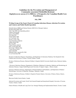 Guidelines for the Prevention and Management of Community-associated Methicillin-Resistant Practitioners Staphylococcus aureus