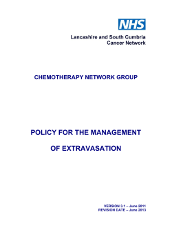 POLICY FOR THE MANAGEMENT OF EXTRAVASATION CHEMOTHERAPY NETWORK GROUP