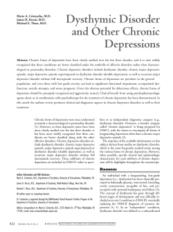 Dysthymic Disorder and Other Chronic Depressions