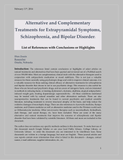 Alternative and Complementary Treatments for Extrapyramidal Symptoms, Schizophrenia, and Bipolar Disorder