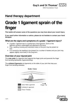 Grade 1 ligament sprain of the finger Hand therapy department