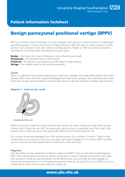 Benign paroxysmal positional vertigo (BPPV) Patient information factsheet