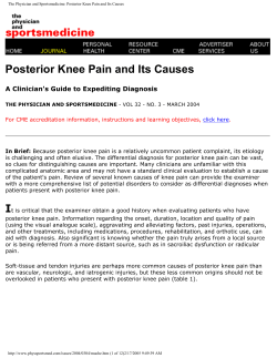 Posterior Knee Pain and Its Causes