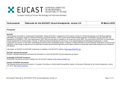 Voriconazole Rationale for the EUCAST clinical breakpoints, version 2.0 20 March 2010