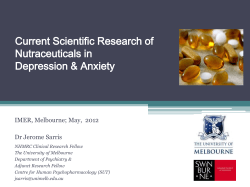 Current Scientific Research of Nutraceuticals in Depression &amp; Anxiety