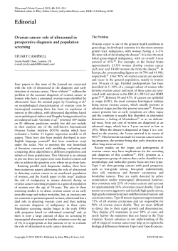Editorial Ovarian cancer: role of ultrasound in preoperative diagnosis and population screening