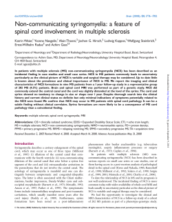 Non-communicating syringomyelia: a feature of spinal cord involvement in multiple sclerosis