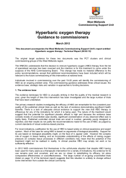 Hyperbaric oxygen therapy Guidance to commissioners  West Midlands