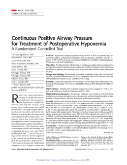 Continuous Positive Airway Pressure for Treatment of Postoperative Hypoxemia CARING FOR THE