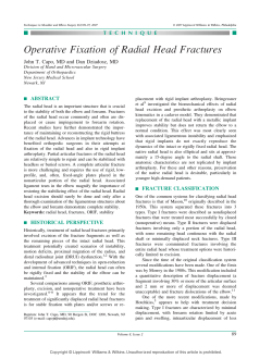 Operative Fixation of Radial Head Fractures |