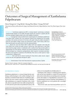 Outcomes of Surgical Management of Xanthelasma Palpebrarum Hoon Young Lee