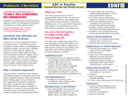 EDS in Practice Pediatric Checklist What Can I Do? YEARLY EDS SCREENING