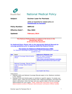 National Medical Policy  Subject: Excimer Laser for Psoriasis