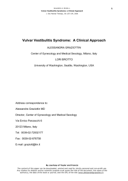 Vulvar Vestibulitis Syndrome:  A Clinical Approach