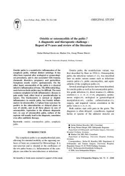 ORIGINAL STUDY Osteitis or osteomyelitis of the pubis ?