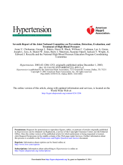 Seventh Report of the Joint National Committee on Prevention, Detection,... Treatment of High Blood Pressure