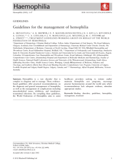 Guidelines for the management of hemophilia GUIDELINES