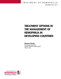 TREATMENT OPTIONS IN THE MANAGEMENT OF HEMOPHILIA IN DEVELOPING COUNTRIES