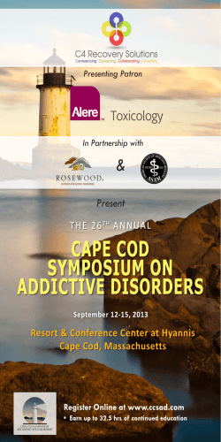 Cape Cod SympoSium on addiCtive diSorderS &amp;