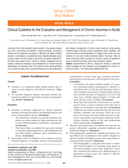 Clinical Guideline for the Evaluation and Management of Chronic Insomnia...