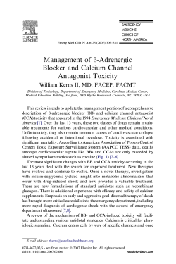 Management of b-Adrenergic Blocker and Calcium Channel Antagonist Toxicity