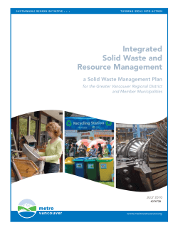 Integrated Solid Waste and Resource Management a Solid Waste Management Plan