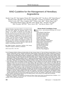 WAO Guideline for the Management of Hereditary Angioedema WAO G