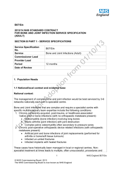 B07/S/e 2013/14 NHS STANDARD CONTRACT FOR BONE AND JOINT INFECTION SERVICE SPECIFICATION