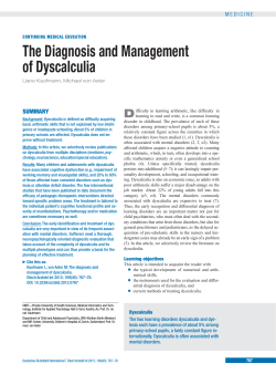 The Diagnosis and Management of Dyscalculia D SUMMARY
