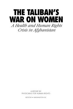 THE TALIBAN’S WAR ON WOMEN A Health and Human Rights Crisis in Afghanistan