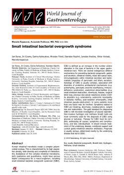 Small intestinal bacterial overgrowth syndrome TOPIC HIGHLIGHT